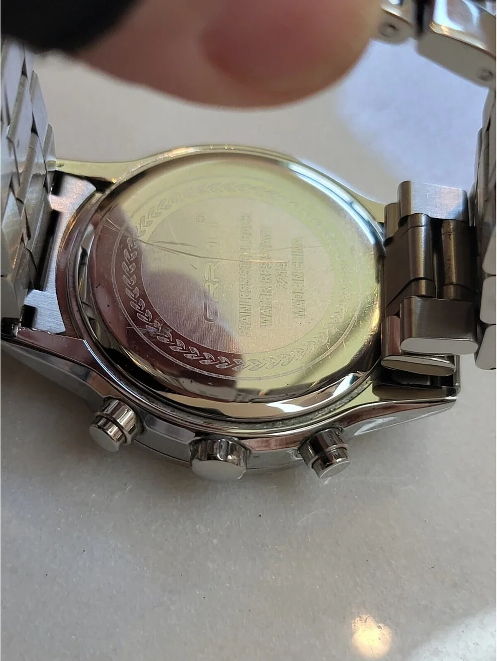 CRRJU Mens Watch Quartz Chronograph Date Watch Stainless Steel New Battery Works